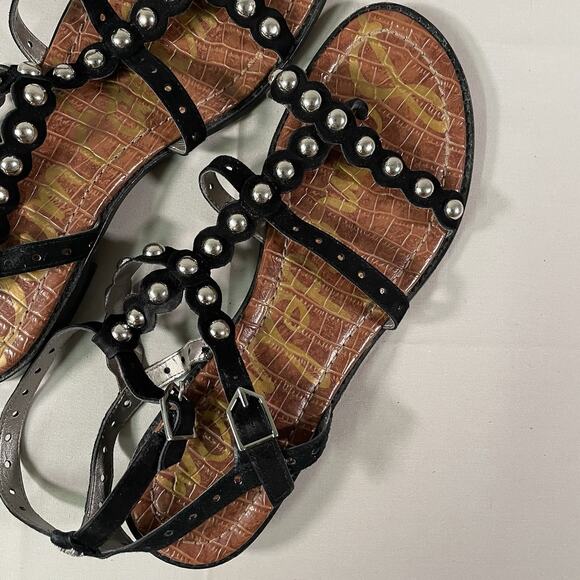 SAM EDELMAN Women's ELISA Black Suede Gladiator Silver Stud Sandals Size US 10M - Picture 9 of 10